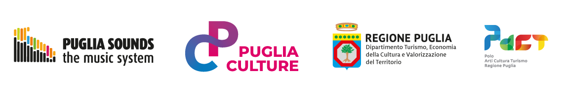 Loghi istituzionali Puglia Sounds, Consorzio Puglia Culture, Regione Puglia, Pact